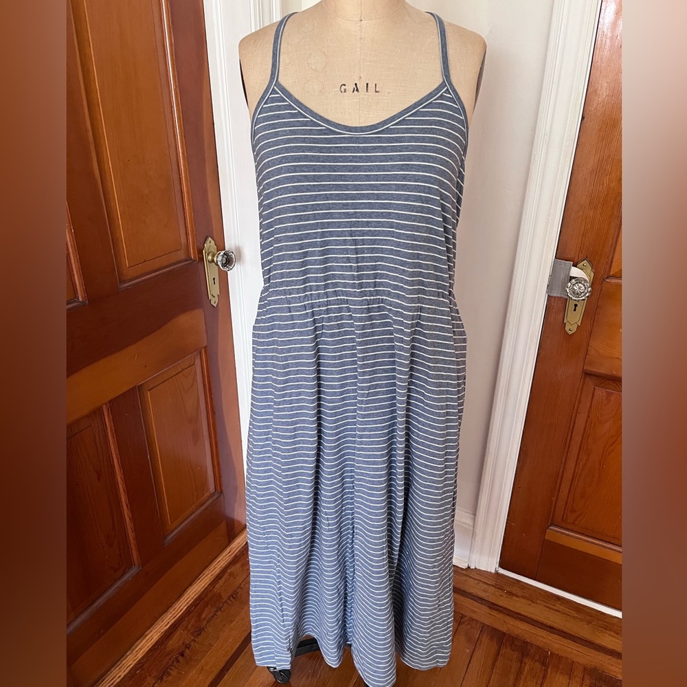 J Crew Striped Blue Maxi Dress Size XL